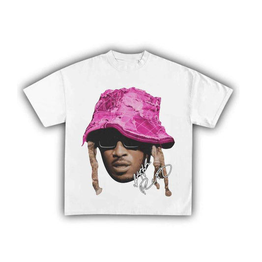 Future Big Face Pink Bucket Graphic Tee Cotton Graphic Tee for Music Fans Gift Trending Fit Top T-Shirt Womenswear