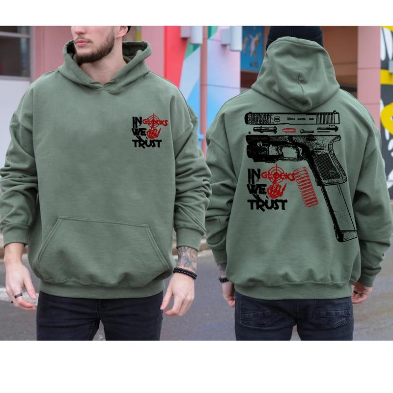 In Glock We Trust Bone Hand Halloween 2 Side Hoodie,Glock Halloween Hoodie,Bone Hand Halloween Glock Shirt, For Her For Him Classic Menswear
