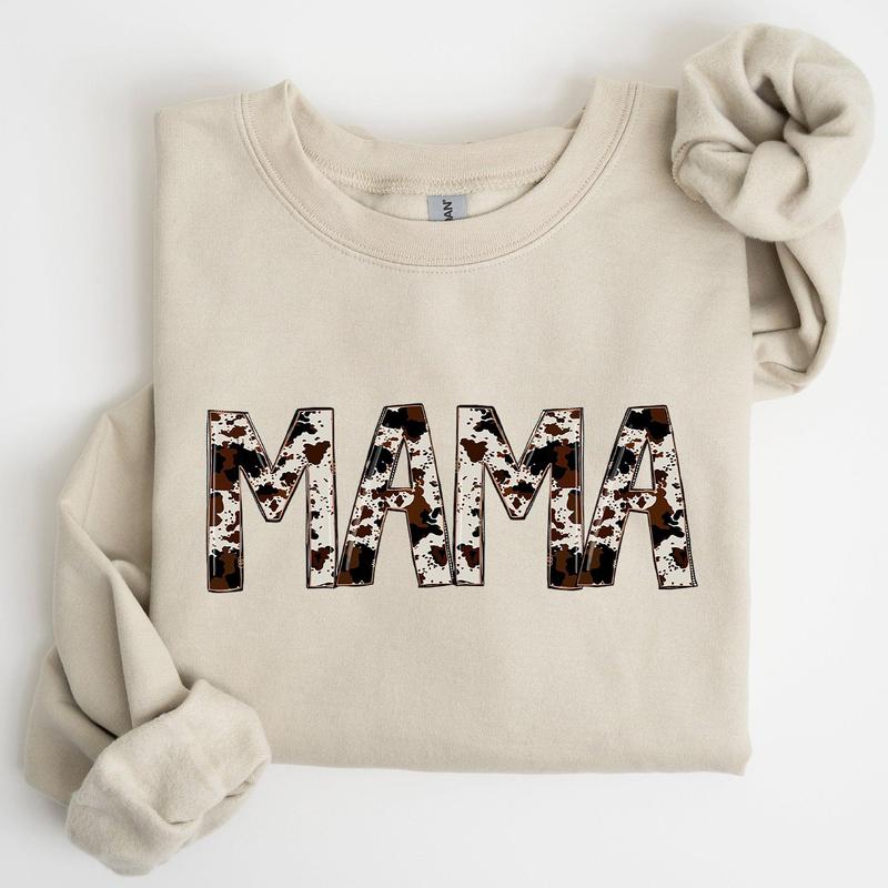 Mama, Cow Print, Mom, Mother's Day Gift Sweatshirt Casual Comfort Womenswear ComfortableÃ‚Â Graphic