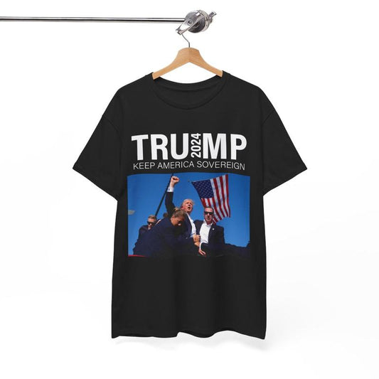 Trump 2024 - Trump Rally Shooter Tshirt - Trump You Missed - Trump Survived - USA Freedom - Donald J. Trump Unisex Heavy Cotton Tee
