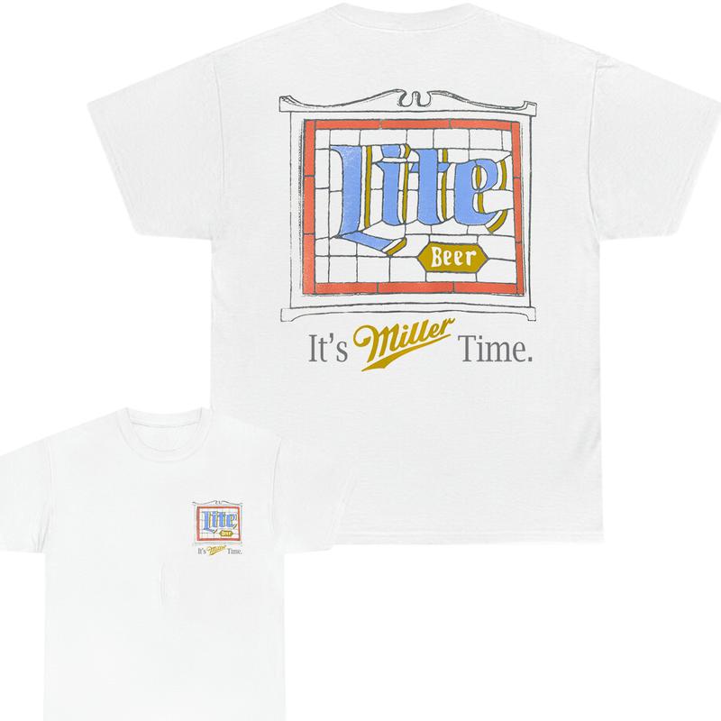 Miller Lite Stained Glass T-Shirt, Full Color T-Shirt, Unisex T-Shirt, For Men, For Women
