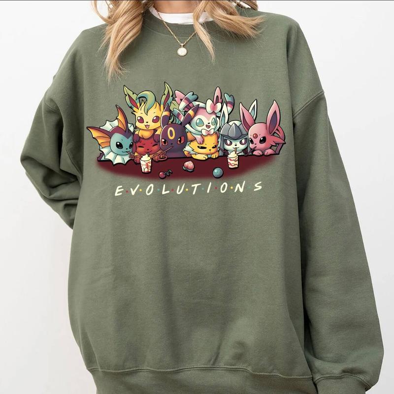 Eevee Eeveelution Sweatshirt, Slyveon, umbreon, Espeon, Flareon Anime, Vintage Anime Sweater, Anime lover gift, Anime merch, Anime Lover Sweatshirt, H