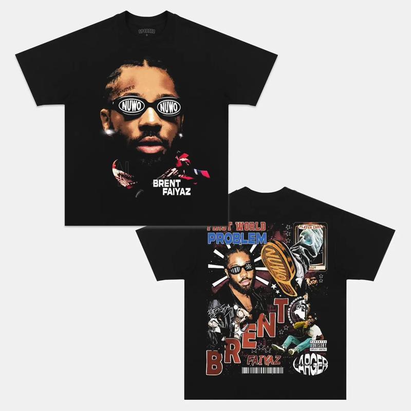 BRENT FAIYAZ V2 Double Printed Short Sleeve Tee Cotton Vintage Shirt To Match Sneaker Hiphop Clothing Rapper Merch Shirt, Hiphop Tour Concert 2024, Gi