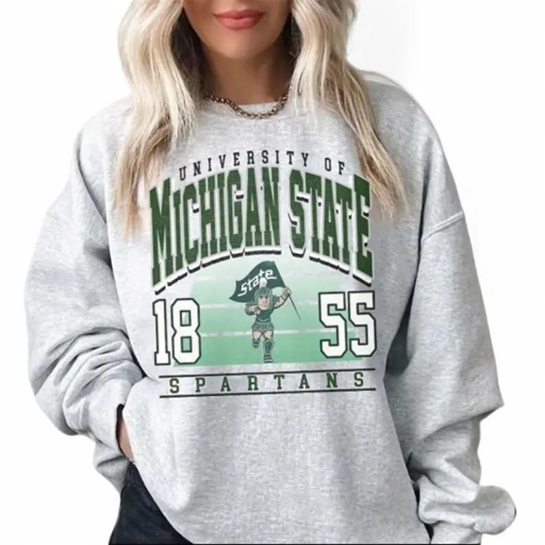 Unisex Vintage 90s Michigan State Spartans Shirt, Sweatshirt, Vintage Style University Of Michigan State NCAA Cotton Fabric
