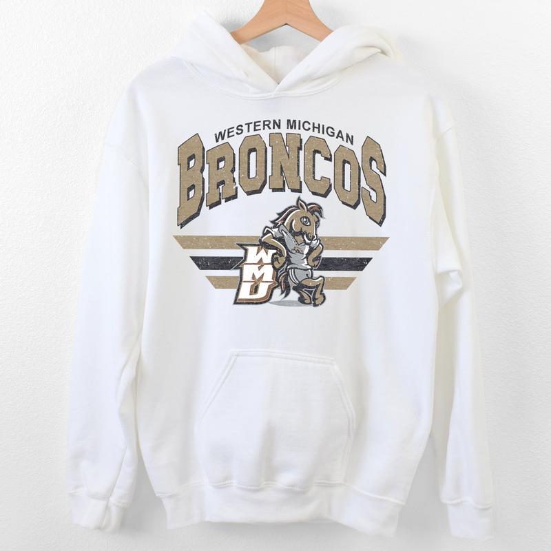 Western Michigan Broncos Vintage NCAA Sweatshirt, Unisex Broncos Football Shirt, Classic Sport Hoodie, Gifts for Fans, Cotton T-Shirt, Hoodie Clothing