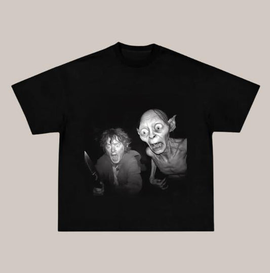 The Lord of the Rings Vintage Graphic Tee, Frodo Gollum T-Shirt, Movies Tee, Unisex Meme Cringe Funny Dumb Shirt, Menswear Womenswear Streetwear