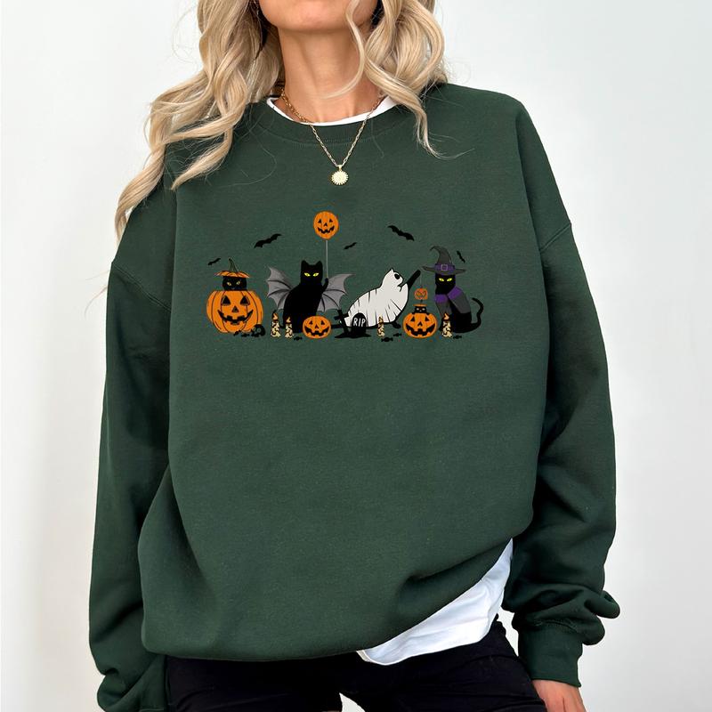Halloween Cats Sweater - Cute Cat Halloween, Perfect for Pet Lovers Sweatshirt Unisex