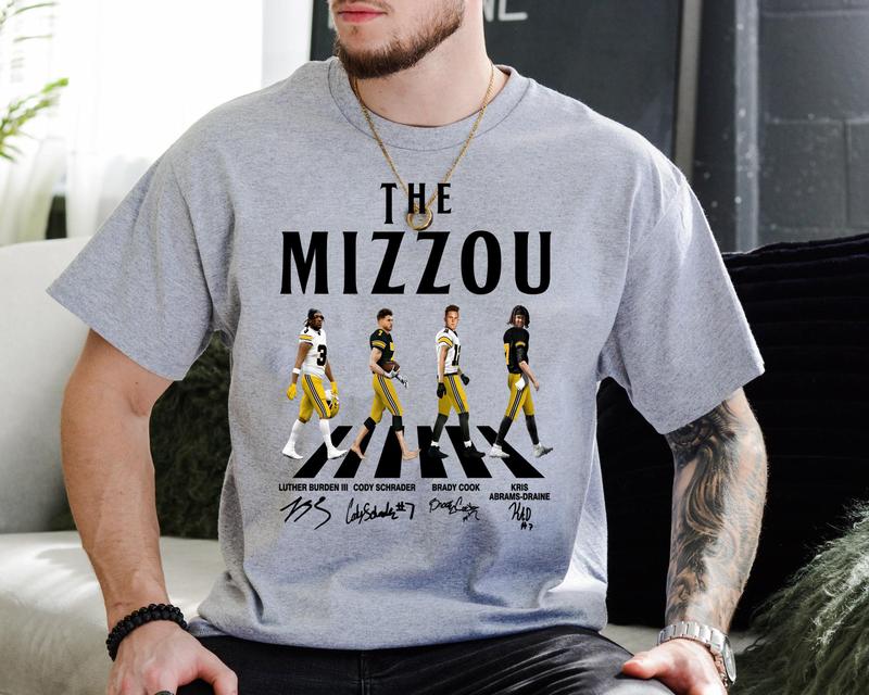 The Mizzou Walking Abbey Road tshirt, Gift for Fan, Gift for Him, Gift for Her Classic Cotton Fabric Menswear Top Collar Decoration Graphic Print