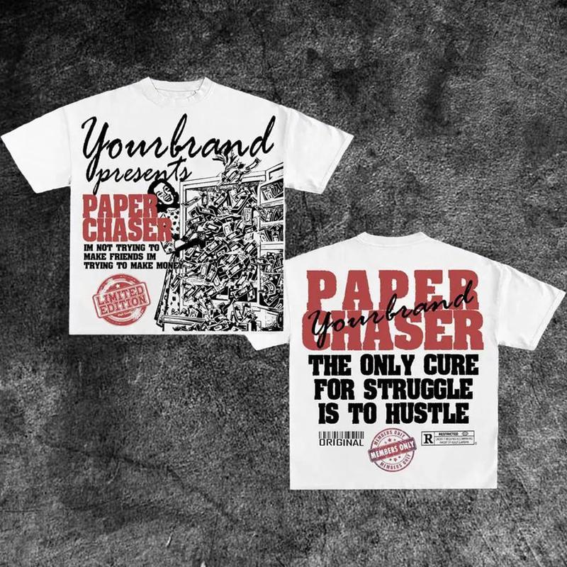 Y2K Graphic Paper Chaser Personalize Printed Tshirt Casual Cotton