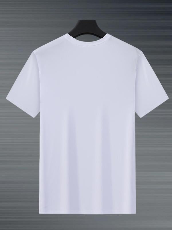 Men's Letter Print Round Neck GraphicÂ Tee, Regular FitÂ Casual Short Sleeve T-shirt for Summer, Men's Top for Daily Wear