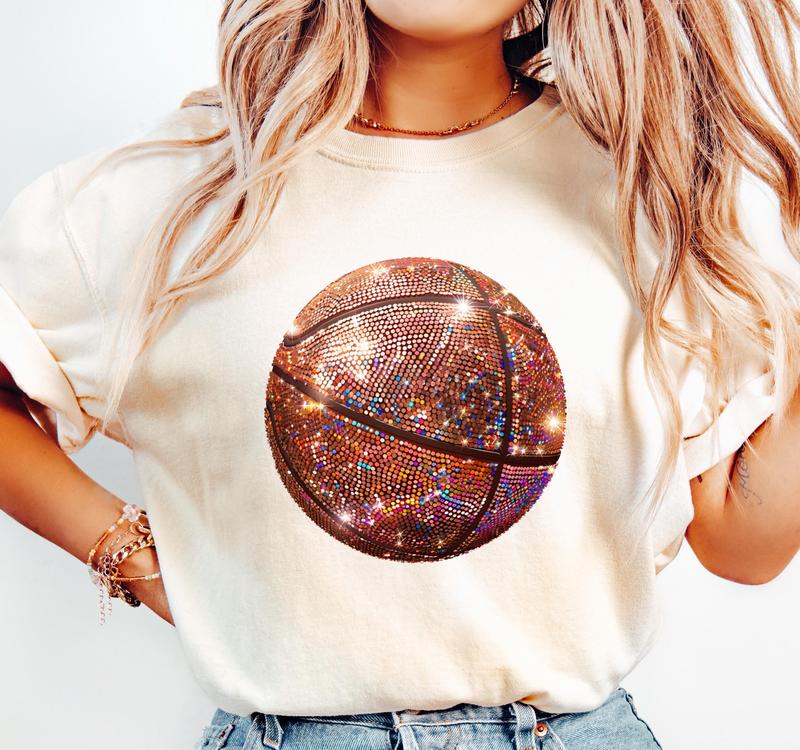 Basketball Graphic Printed Sweatshirt, Basketball Gameday Tee, Disco Basketball Sports Shirt, Basketball mama, girly, mom, Cheer Basketball season, Fu