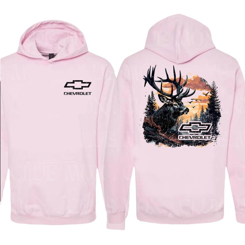 Chevrolet - Buck Wear Men's Chevy-camo Fill Deer Hoodie, Variety In Colors, Trendy Fashion Available, Classic Cotton, Menswear Unisex, Unisex