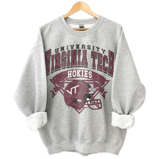 49. Virginia Tech Hokies Vintage NCAA Sweatshirt, University Sports Gear, Classic Football Team Apparel Gifts