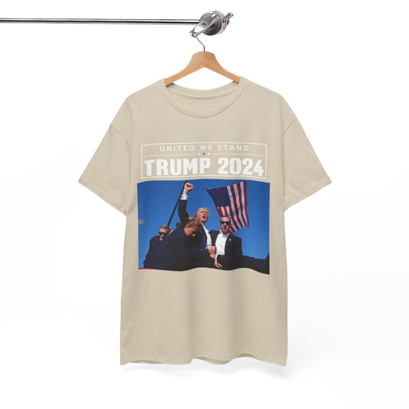 Trump United We Stand - Trump 2024 - Trump Rally Shooter Tshirt - Trump You Missed - Trump Survived - USA Freedom - Donald J. Trump Unisex Heavy Cotton Tee