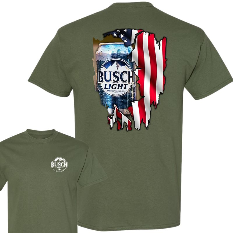 Busch Light Logo Flag T-Shirt, Summer T-Shirt, Full Color T-Shirt, Unisex T-Shirt, For Men, For Women, Gift For All