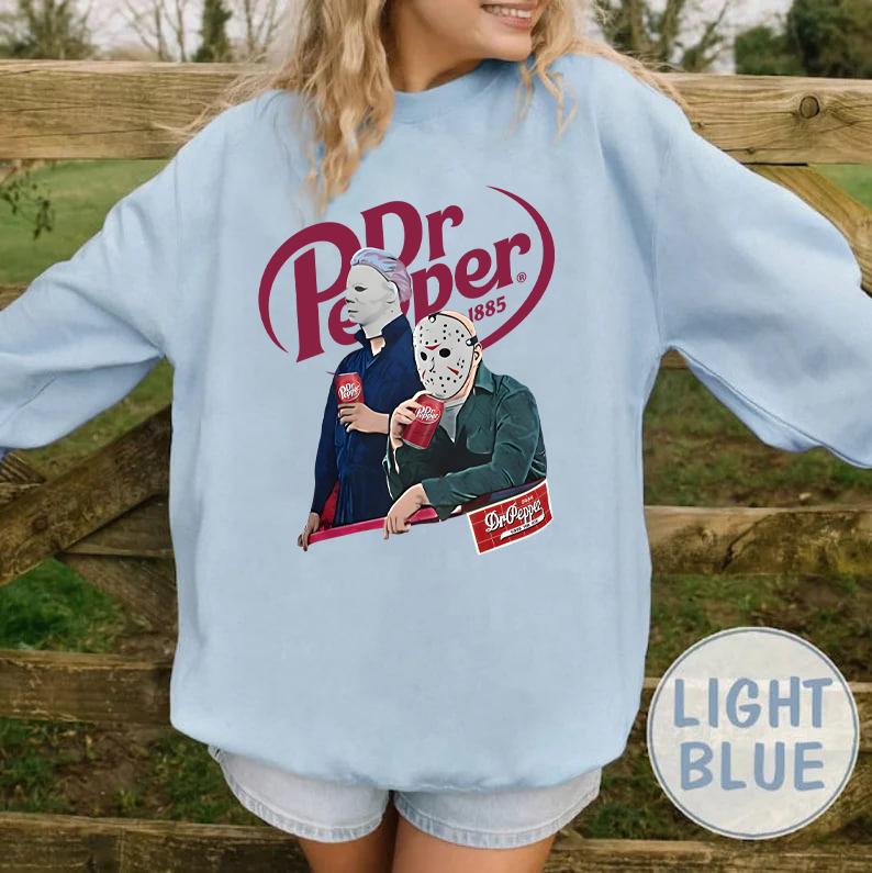 Dr Pepper Sweatshirt, Dr Pepper Michael And Jason Sweatshirt, Dr Pepper Halloween Shirt, Michael Myers Jason Vooheers Crewneck