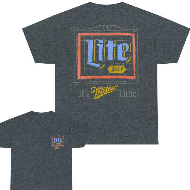 Miller Lite Stained Glass T-Shirt, Full Color T-Shirt, Unisex T-Shirt, For Men, For Women