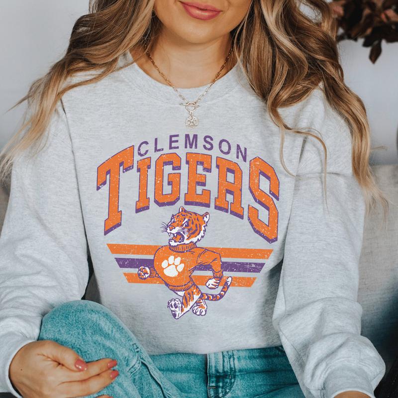 41. Clemson Tigers Vintage NCAA Football Sweatshirt, Sports Team Apparel, Classic Hoodie for Fans and Enthusiasts