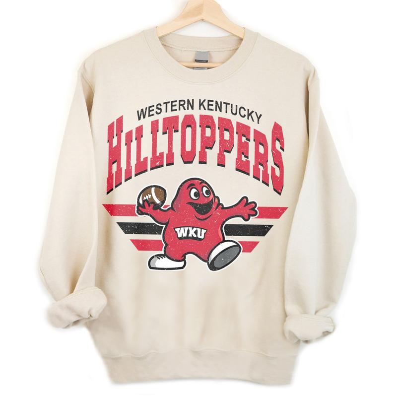 Western Kentucky Hilltoppers Vintage Football NCAA Sweatshirt - Tshirt - Hoodie, Western Kentucky University Unisex Football NCAA Shirt, Unisex Vintage NCAA Shirt, Classic Football Shirt, Gifts For Football Fan Sport, Cotton, Sweatshirt, T-Shirt, Hoodie