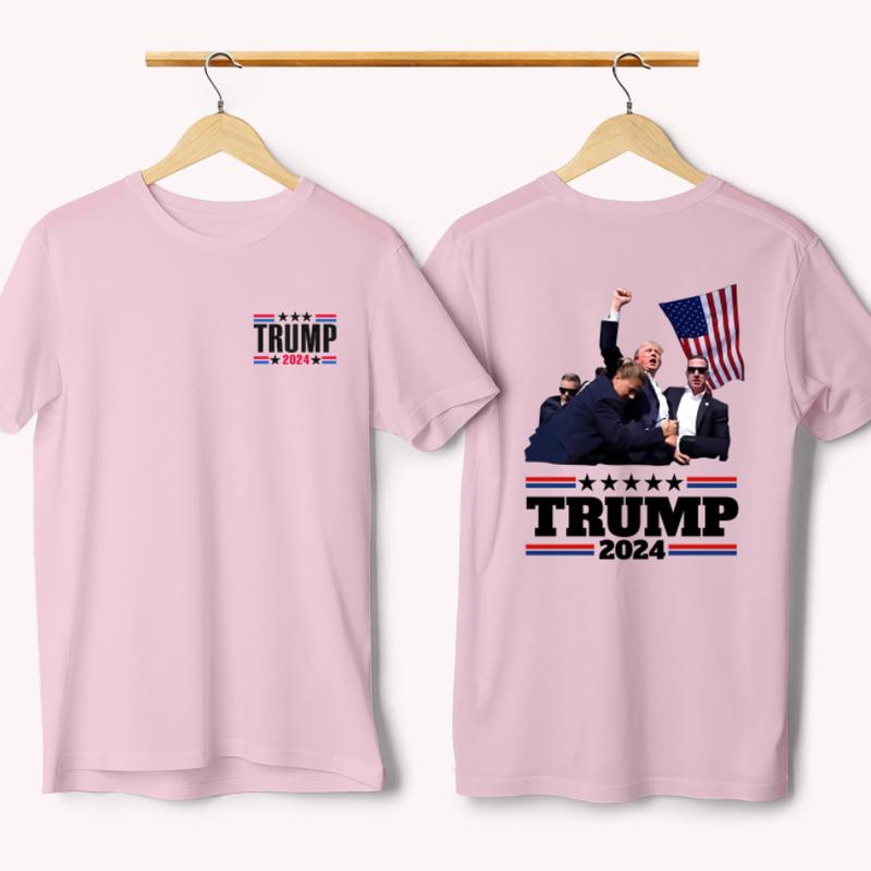 Trum Assassination Tee 2 Sides, Trum Shooting Tee, Support Trum Shirts, Trum 2024 Supporter Tee, They Missed, Trum Shirts 2024, Double Sided Graphic Printed Unisex - Classic Cotton Short Sleeve Top for Men - Man Menswear Underwear Tshirt