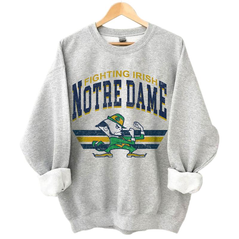 Notre Dame Fighting Irish Vintage Football Fashion NCAA Sweatshirt, The University of Notre Dame Unisex Vintage NCAA Sweatshirt, Classic Football Swea