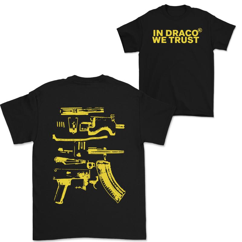 In Draco We Trust Double Sided Tee, White Color and  Black  Color Unisex T-Shirt