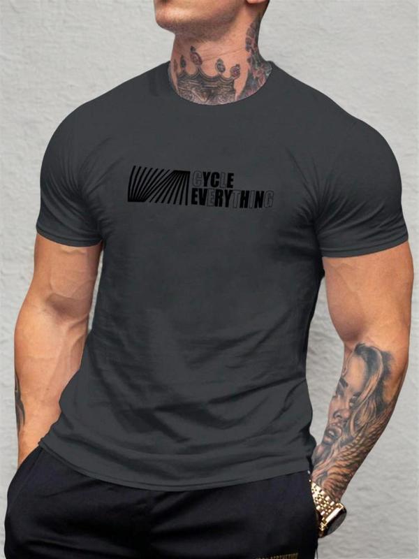 Men's Letter Print Round Neck Tee, Summer Clothes, Regular Fit Casual Short Sleeve Crew Neck T-shirt for Summer, Graphic Tees, Men's T Shirts, Summer Clothing, Fashion Men's Top for Daily Wear