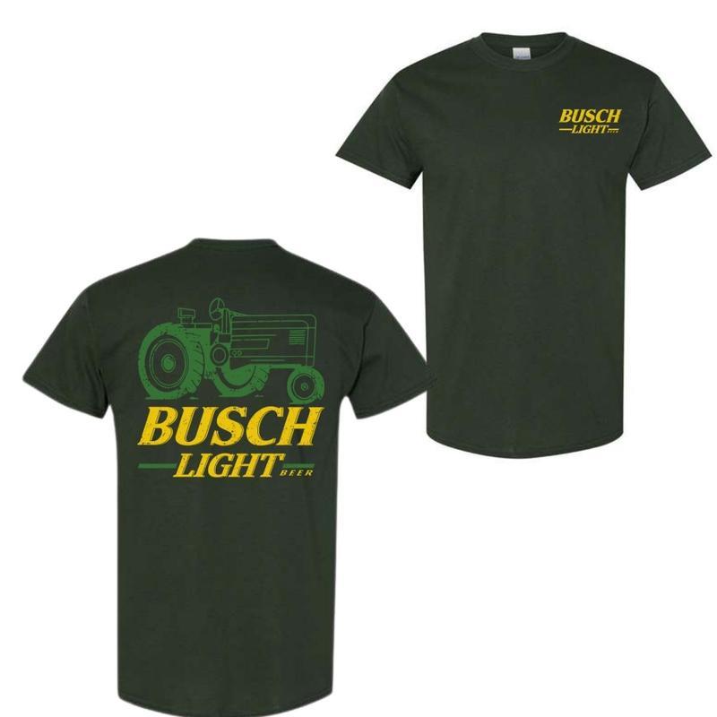 Busch Light Tractor 2-Sided T-Shirt, Labor Day, Casual Graphic Round Neck T-shirt for Summer, Beer Party Summer Shirt, Fashion Top for Daily Wear, T s