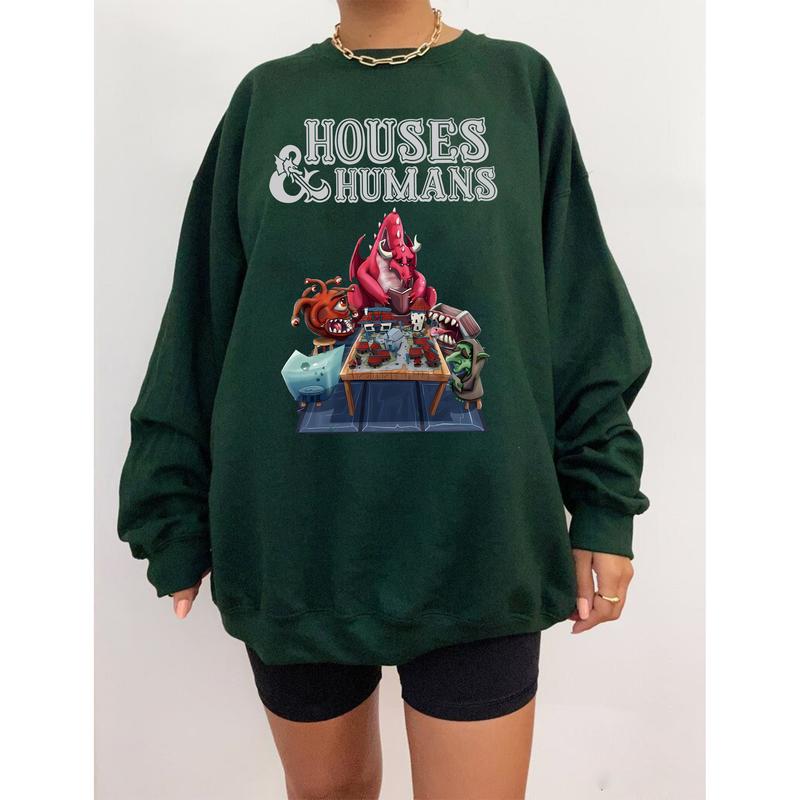 Houses and Humans DnD Shirt, Dungeons and Dragons Sweatshirt, Vintage Retro 90s Joke D and D Sweatshirt, DnD Hoodie