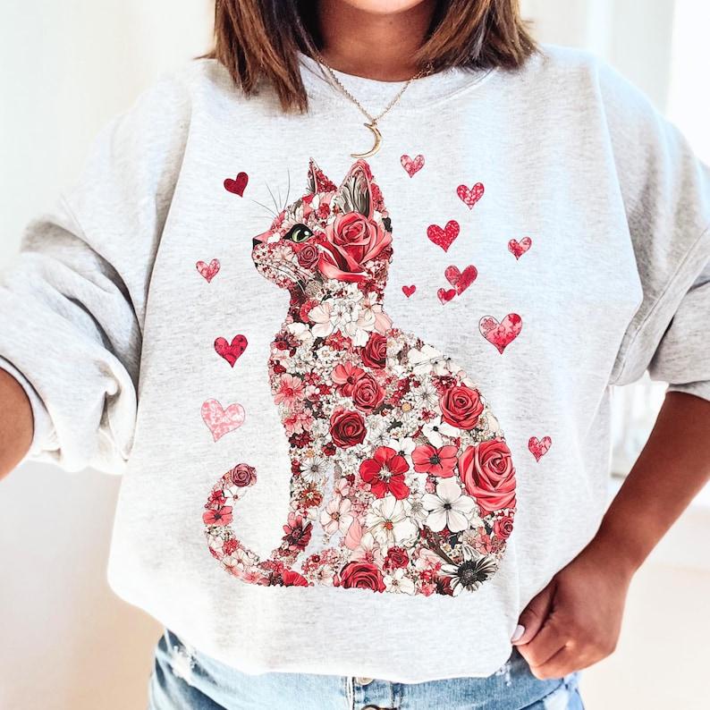 Valentine Cat Shirt, Heart Love Cat Valentine Shirt, Trendy Valentine TShirt, Cat Lover Shirt, Cupid Cat Hoodie