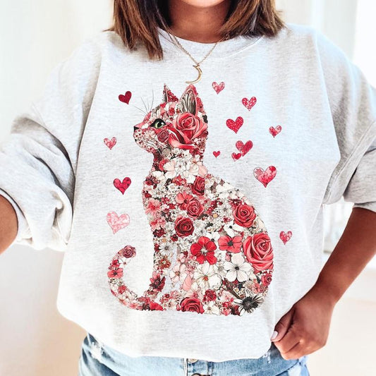 Valentine Cat Shirt, Heart Love Cat Valentine Shirt, Trendy Valentine TShirt, Cat Lover Shirt, Cupid Cat Hoodie