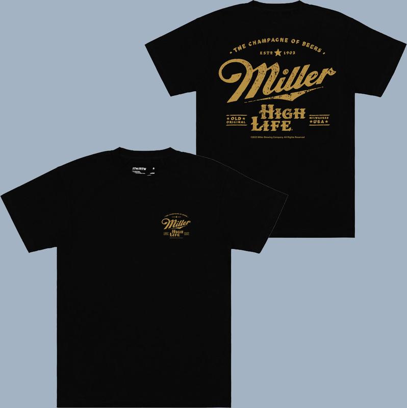 Coors Miller High Life Champagne Of Beers T-shirt - 2 Side - Every Size, Every Body - Vibrant Patterns - Trendy Styles Available - For Him And Her - P