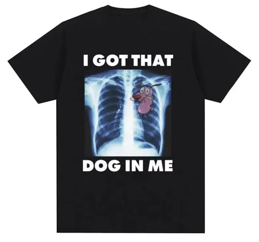 I Got That Dog In Me Courage the Cowardly Dog T-Shirt, Funny Meme Tee, Viral X-Ray Graphic, Humorous Cartoon Design, Unisex Cotton Shirt, Casual Stree