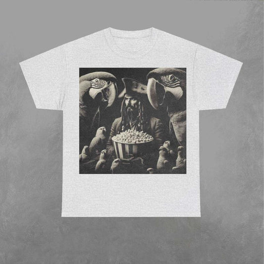 Jack Sparrow and the Parrots Shirt, Jack Sparrow Shirt, Pirates of the Caribbean Crewneck, Movie Graphic Shirt Classic Fabric Menswear