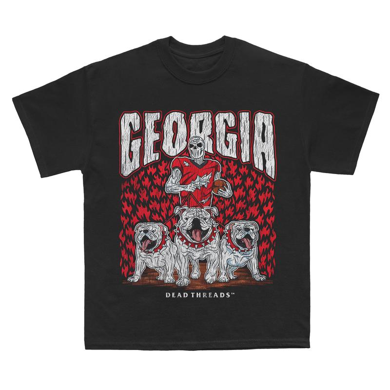 Georgia Bulldogs football, Deadman Bulldogs Graphic T-Shirt, Full Cotton, Men's Top Women's Top, American Football, Football Bowl Subdivision Shirt Fabric Menswear Womenswear Retro Print Design