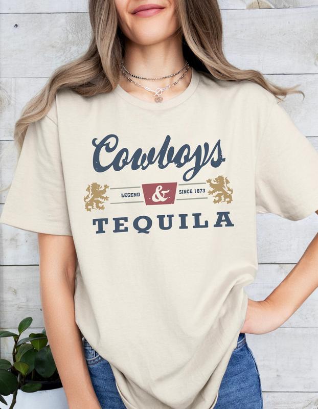 Cowboys and Tequila Unisex T-Shirt, Cowgirl And Tequila T-shirt Comfort Fabric
