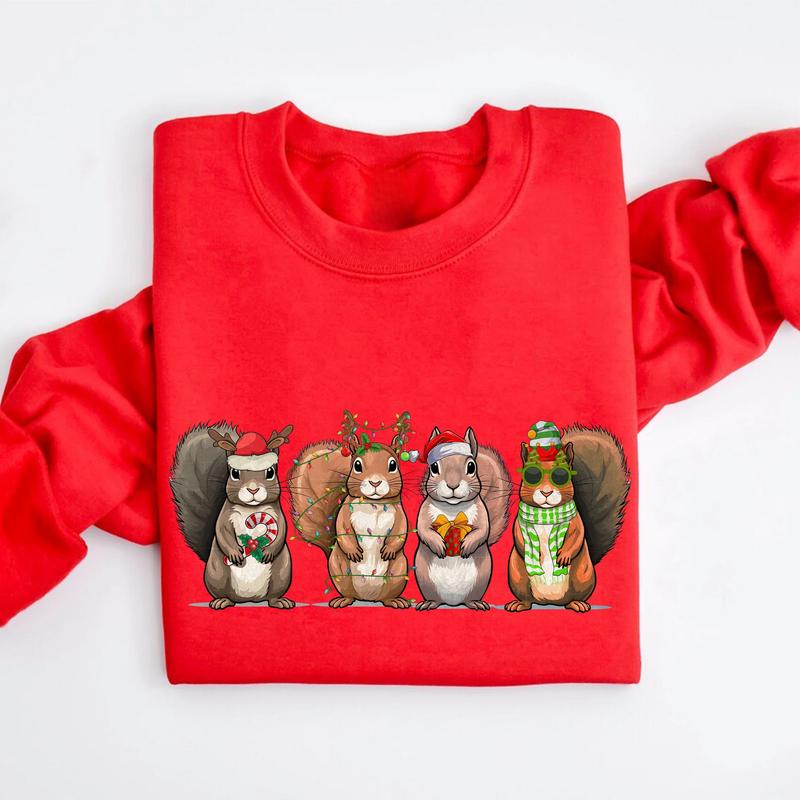 Christmas Squirrel Lights Sweatshirt, Funny Christmas Animals Sweater, Festive Squirrel Lights Shirt, Perfect Christmas Gifts for Animal Lovers, Squir