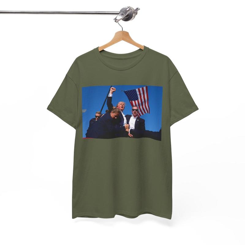 Trump Rally Shooter Tshirt - Trump Survived - Trump 2024 - USA Freedom - Donald J. Trump President Trump Unisex Heavy Cotton Tee