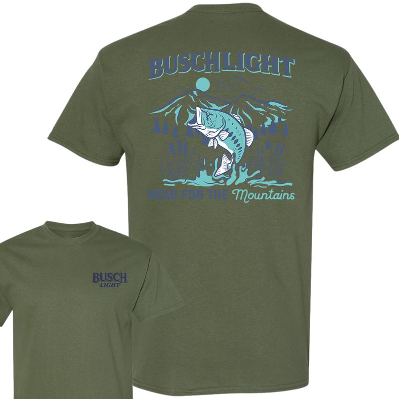 Busch Light Head For The Mountains Fishing T-Shirt, 2 Side T-Shirt, Full Color, Trendy To Timeless, For Men, For Women