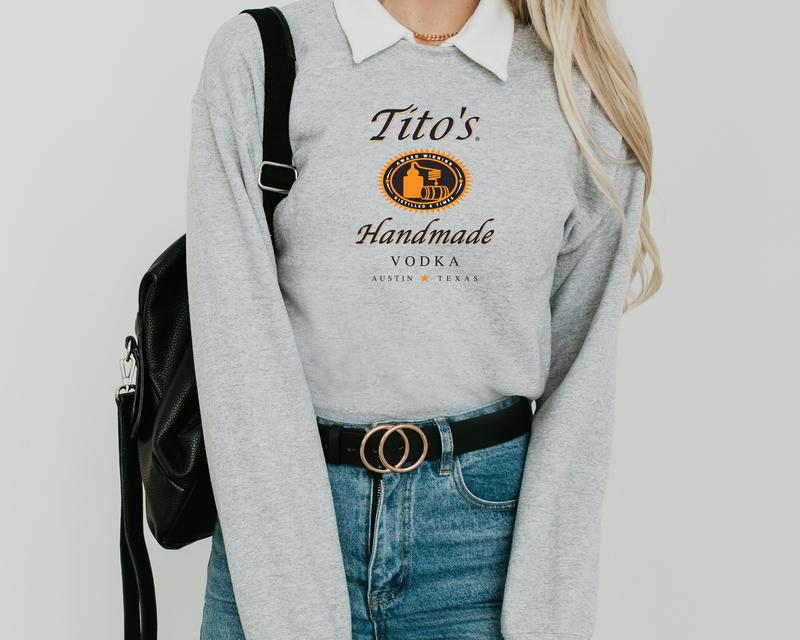 Tito Unisex Crewneck Sweatshirt, TITO'S Handmade Vodka Sweater, Tito's Fan Gift Comfort Fabric Womenswear Feminine