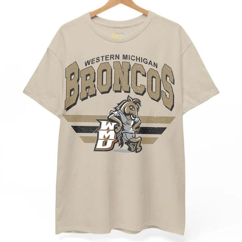 Western Michigan Broncos Vintage NCAA Sweatshirt, Unisex Broncos Football Shirt, Classic Sport Hoodie, Gifts for Fans, Cotton T-Shirt, Hoodie Clothing