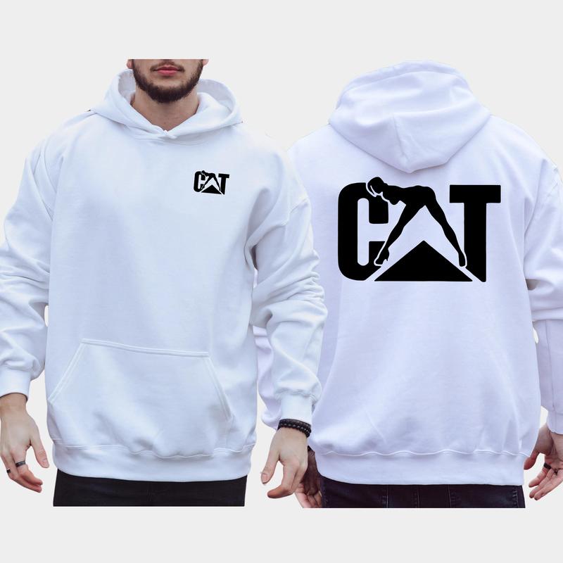 Men's Cat With Woman Hoodie 2-Sided, Cat Women Sweatshirt for Men, Cotton Long Sleeve Pullover, Funny Adult Humor Tops, Classic Casual Menswear