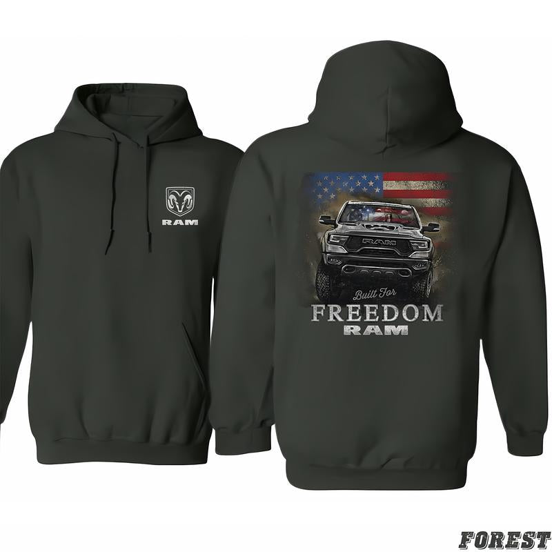 Ram - Built For Freedom Hoodie, Color Choices For You, Limited Edition Prints, From Small To Extra Large, Unisex Style Essentials, Classic Cotton