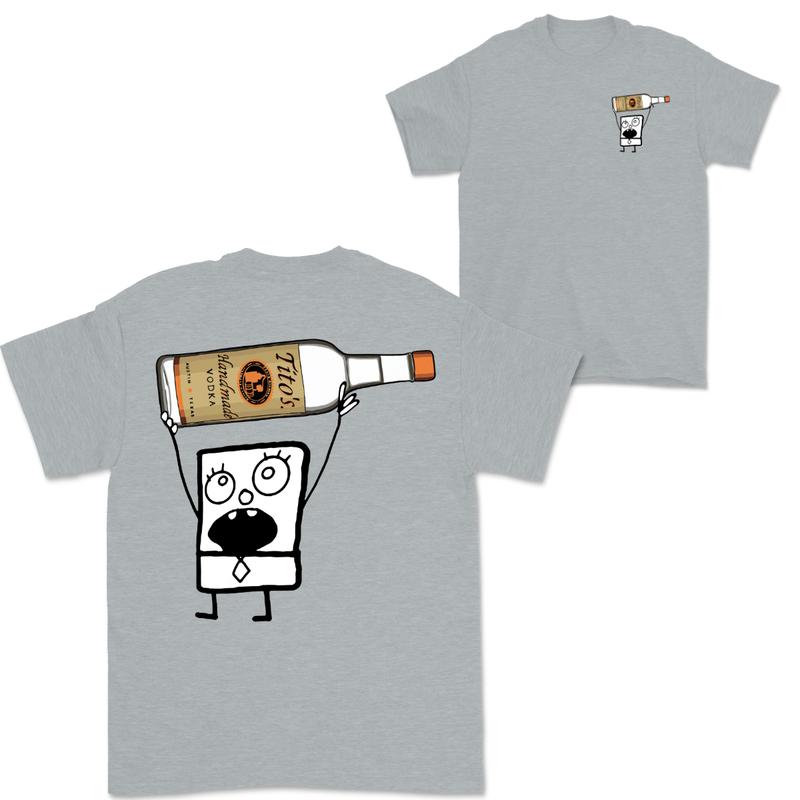 Doodlebob Titoâ€™s Vodka Drawing 2 Sided T-Shirt, Funny Drinking T-Shirt, Summer T-Shirt, Full Color T-Shirt, Unisex T-Shirt, For Men, For Women, Gift For All Menswear Top
