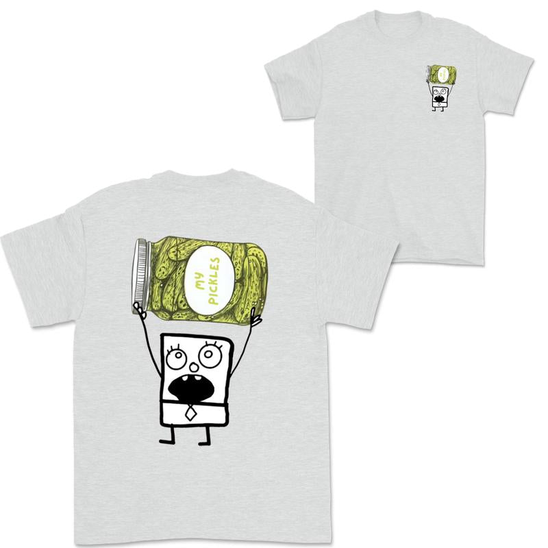 Doodlebob Pickles Essential 2 Sided T-Shirt, Funny Drinking T-Shirt, Summer T-Shirt, Full Color T-Shirt, Unisex T-Shirt, For Men, For Women, Gift For All Menswear Top