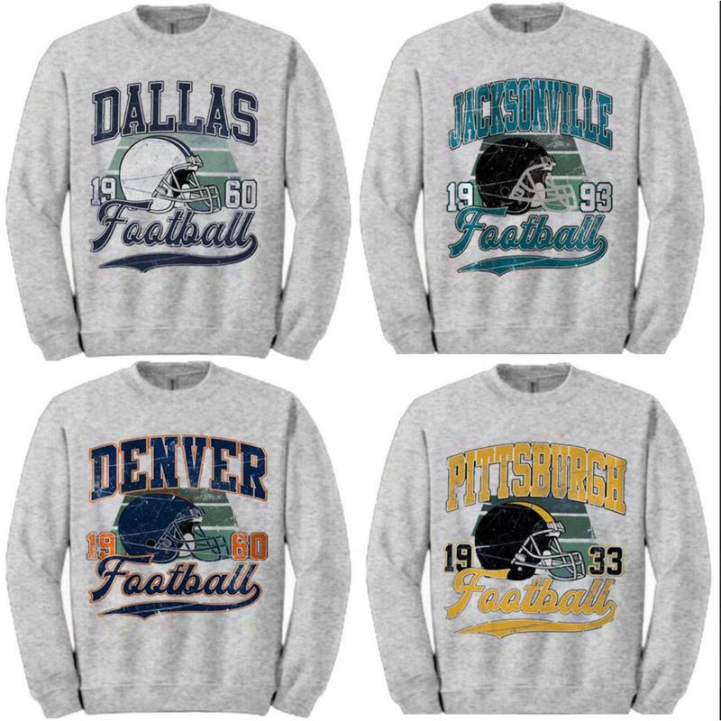 Vintage All Teams Football Sport Grey Sweatshirt, Hometown Football Sweatshirt, Football Thowback Vintage All Teams Sweatshirt, Vintage Graphic Sweats