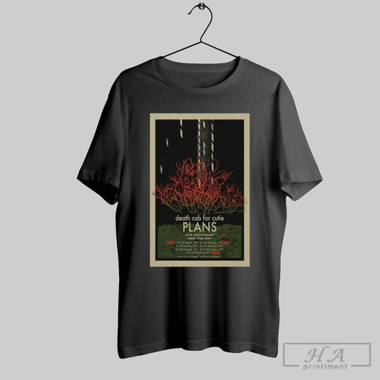 Poster Death Cab For Cutie Plans 20th Anniversary Three Cities Only 2025 Tour T Shirt