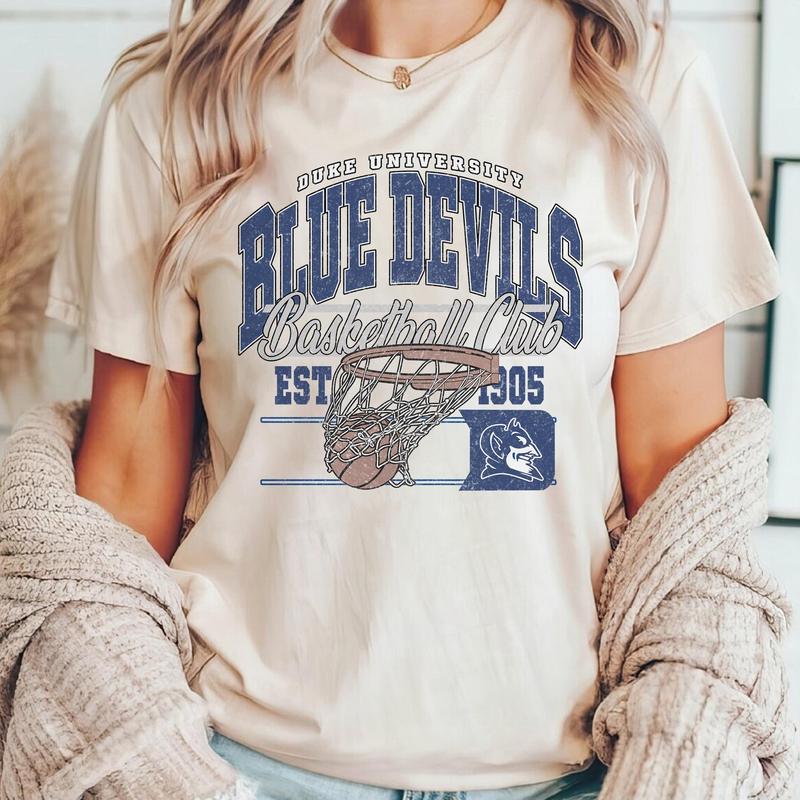 Vintage Duke Blue Devils NCAA Division I Men's Basketball Shirt, Duke University NCAA College Basketball Shirt, Crewneck, Cotton, Shirt