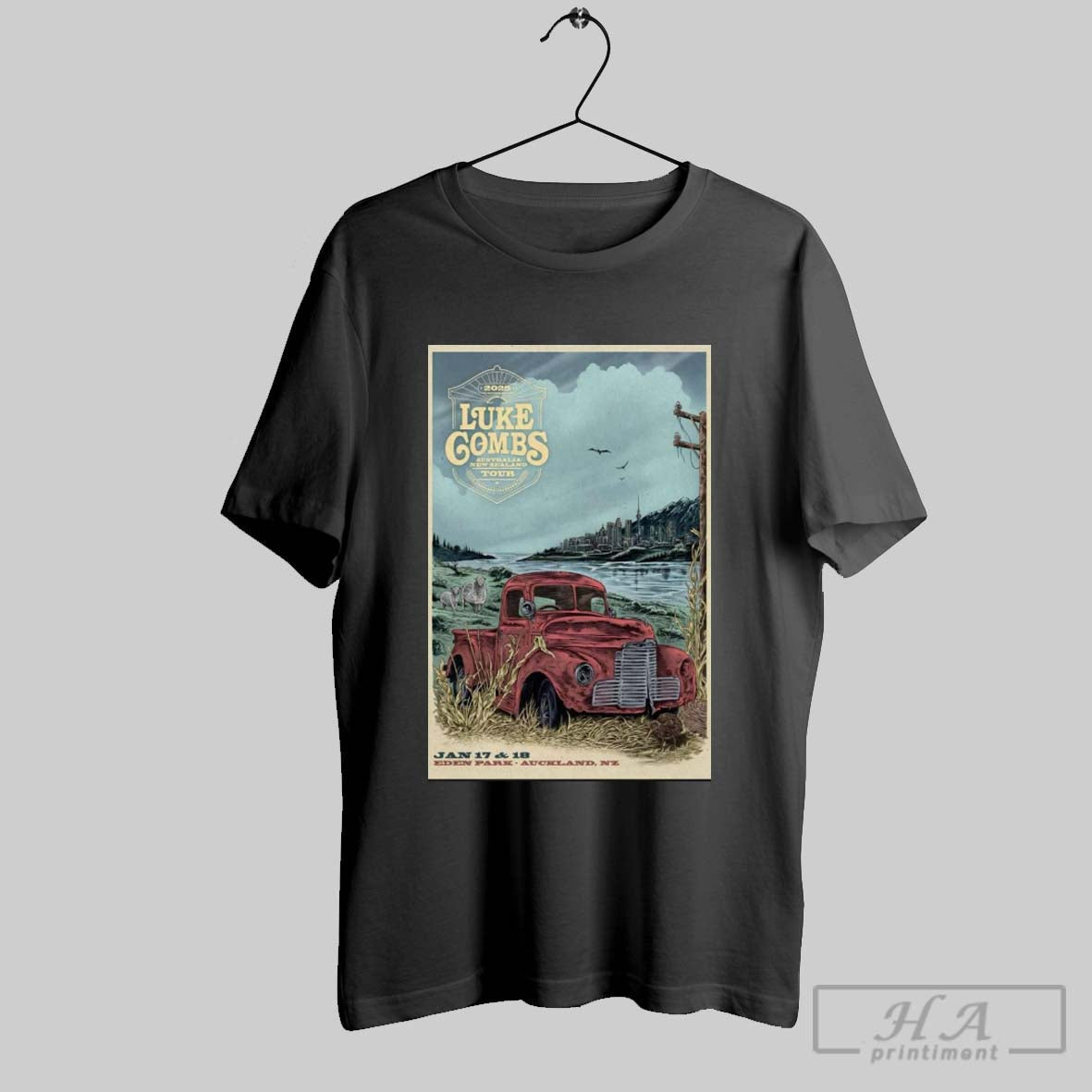 Poster Luke Combs Auckland Nz Jan 17 And 18 2025 Eden Park Event T Shirt