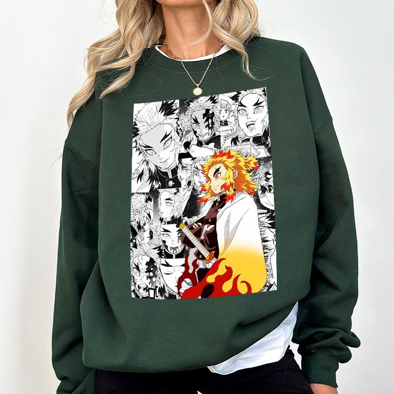 Rengoku Anime on Manga scene Shirt, Kyojuro Rengoku Flame Hashira Sweatshirt Hoodie, Demon Slayer t-shirt, Kimetsu no Yaiba Shirt, Anime sweatshirt ho